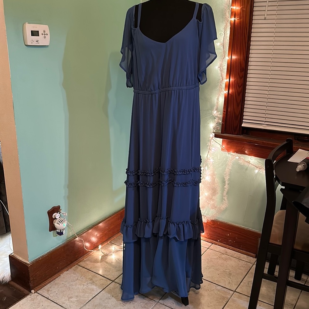 Torrid powder blue cold shoulder maxi dress